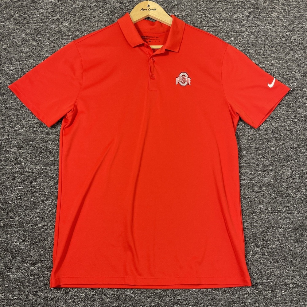 Ohio State Buckeyes Nike Dri-Fit Polo Mens M‎ Red Sporty Outdoor Tailgating